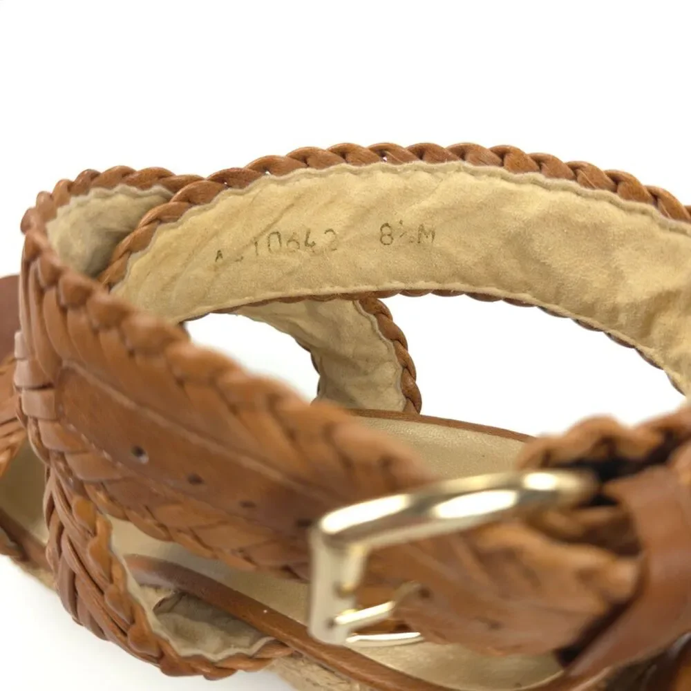 STUART WEITZMAN Elixir Wedge Espadrille Braided Leather Heels Beachy Boho Hippie